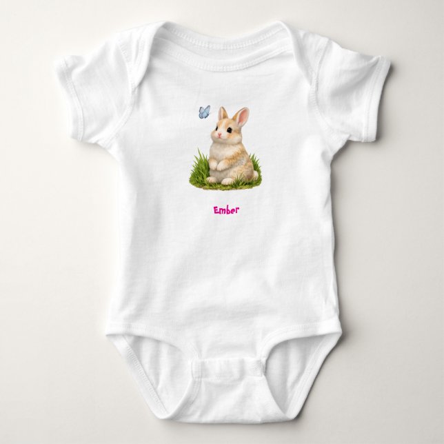 Personalised Cute Bunny Rabbit Baby Bodysuit  (Front)