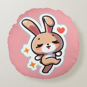 Personalised Cute Bunny Round Cushion