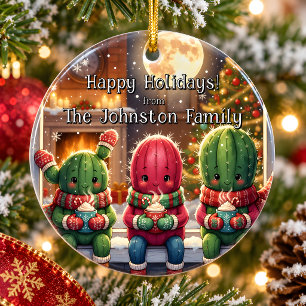Personalised Cute Cactus Family Christmas Ornament