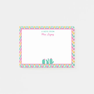 Personalised Cute Cactus Teacher Chevron Post-it Notes