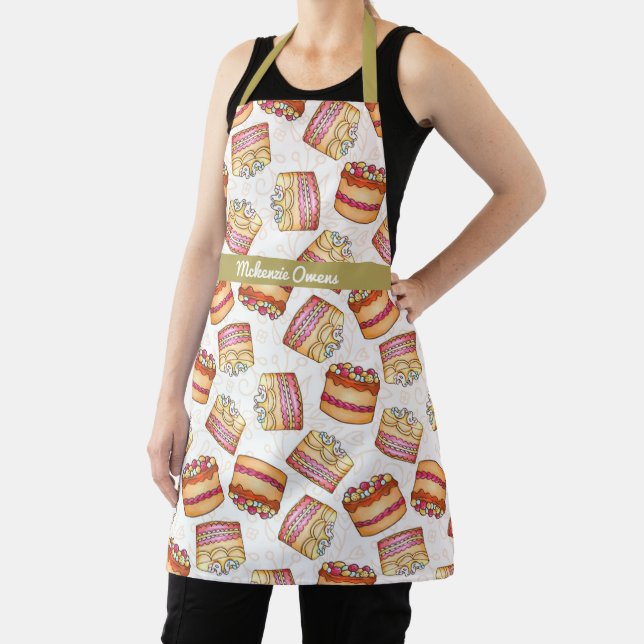 Personalised Cute Cakes Patterns Ladies'  Apron (Insitu)
