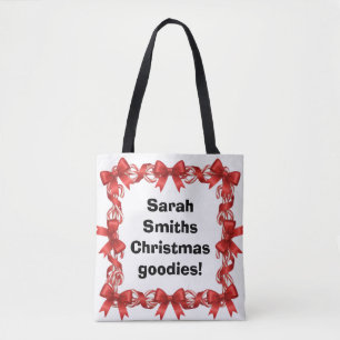 Personalised Cute Candy Canes & Ribbons -  Tote Bag
