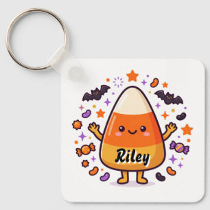 Personalised Cute Candy Corn Halloween Key Ring