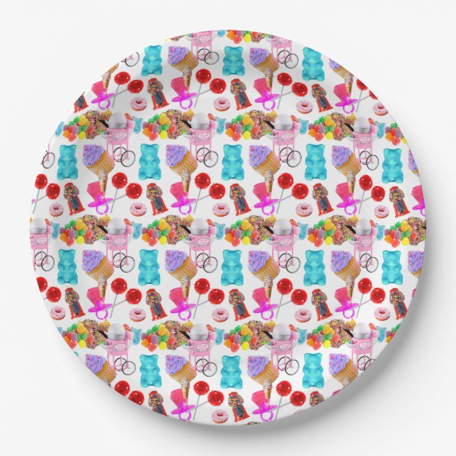 Personalised Cute Candy  Paper Plate (Front)