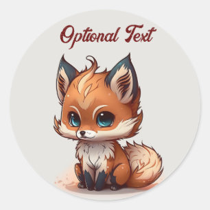 Personalised Cute Cartoon Fox Classic Round Sticker