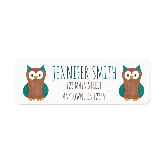 Personalised Cute Cartoon Owl Bird Address Labels (Front)
