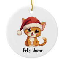 Personalised Cute Cat Ceramic Ornament 
