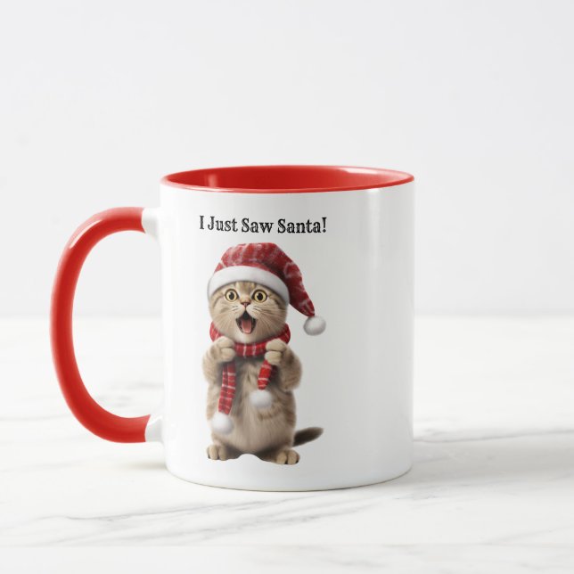 Personalised Cute Cat Christmas Mug (Left)