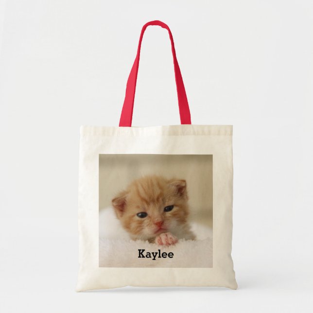 Personalised Cute Cat Kitten Tote Bag (Front)