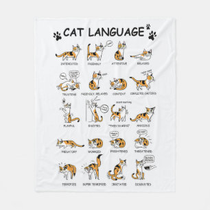 Personalised Cute Cat Language Gifts Fleece Blanket