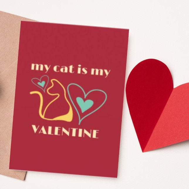 Personalised Cute Cat Lover Valentine's Day Holiday Card (Buy or Download Now!)