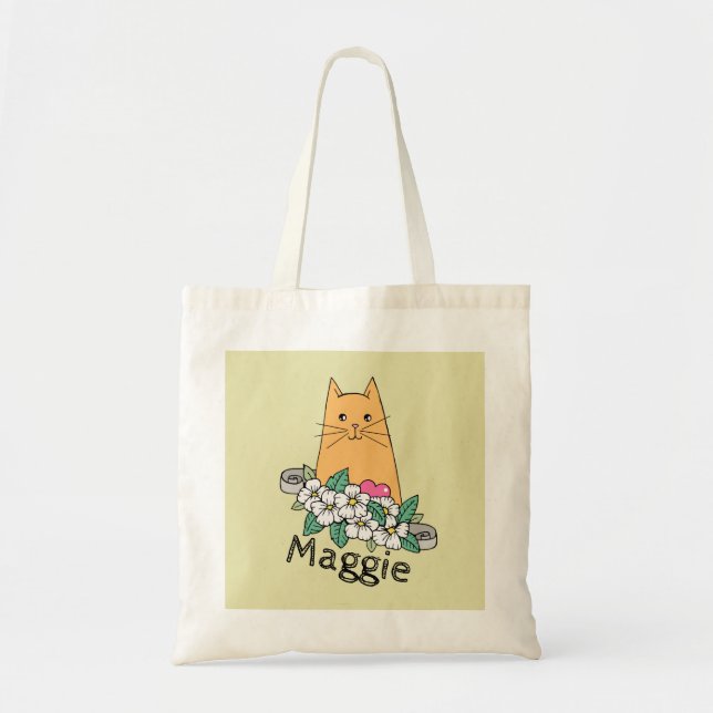 Personalised Cute Cat Tote Bag (Front)