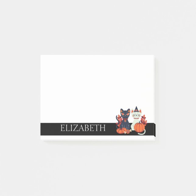 Personalised Cute Cats Pumpkin Halloween  Post-it Notes (Front)