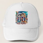 Personalised Cute Cats Trucker Hat<br><div class="desc">Unique gifts for all occasions!

Personalised “Happy Together” Cute Cats Go Fishing Trucker Hat created as a unique memorable gifts for birthdays,  wedding,  anniversary or simply a reward to yourself or your love one!</div>