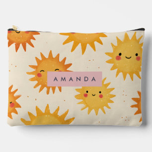Personalised Cute Cheerful Smiling Sun Accessory Pouch