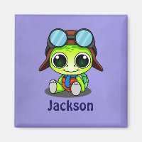 Personalised Cute Chibi Turtle in Aviator Hat