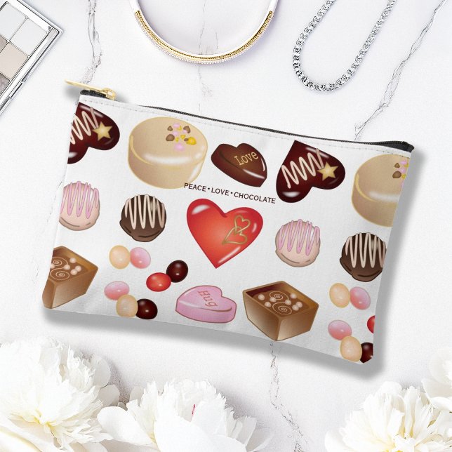 Personalised Cute Chic Chocolate Candy Heart Accessory Pouch (Creator Uploaded)