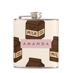 Personalised Cute Chocolate Milk Carton Hip Flask