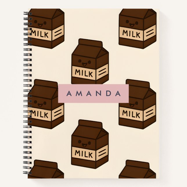 Personalised Cute Chocolate Milk Carton  Notebook (Front)