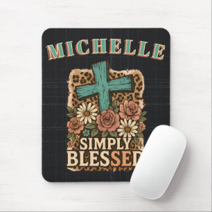 Personalised Cute Christian Simply Blessed Mouse Mat