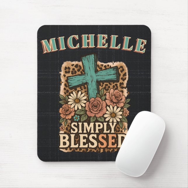 Personalised Cute Christian Simply Blessed Mouse Mat (With Mouse)