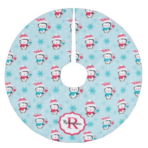 Personalised Cute Christmas Brushed Polyester Tree Skirt