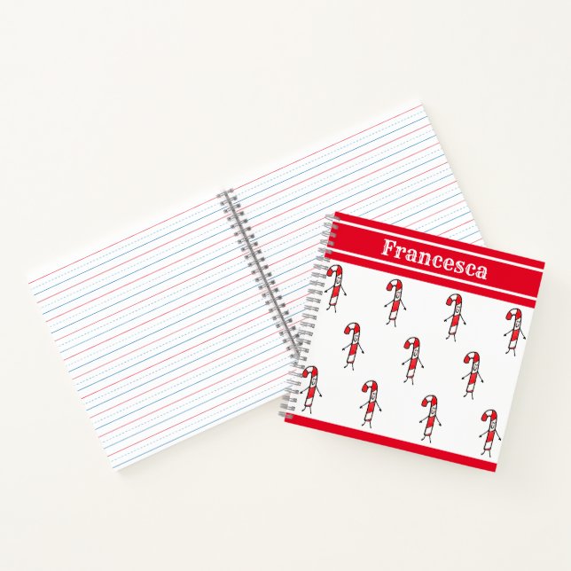 Personalised Cute Christmas Candy Cane Notebook (Inside)