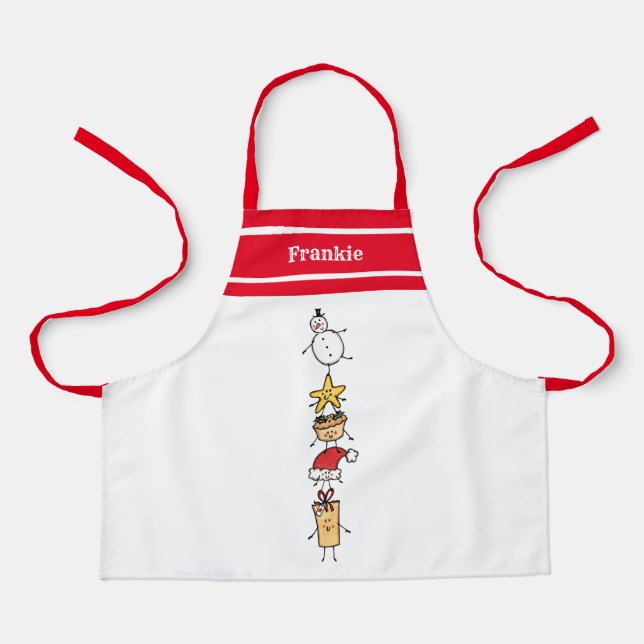 Personalised Cute Christmas Characters Apron (Front)