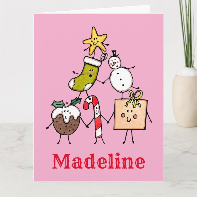 Personalised Cute Christmas Characters Card (Front)