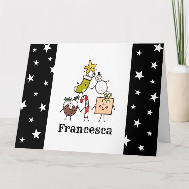 Personalised Cute Christmas Characters Card (Front)