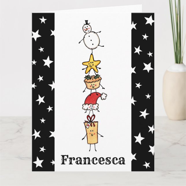 Personalised Cute Christmas Characters Card (Front)