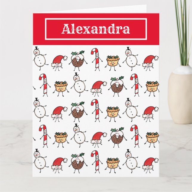 Personalised Cute Christmas Characters Card (Front)