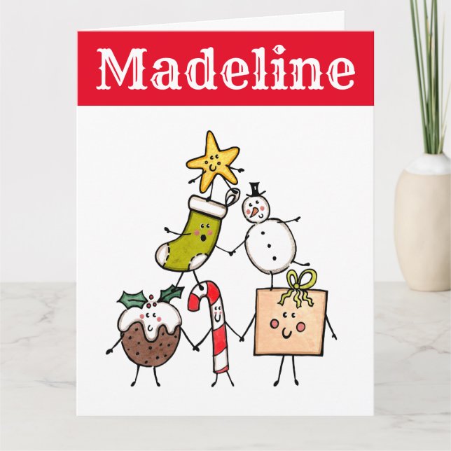 Personalised Cute Christmas Characters Card (Front)