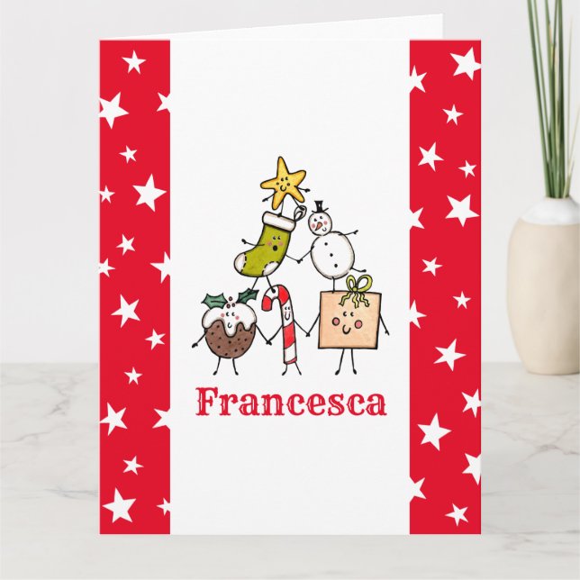 Personalised Cute Christmas Characters Card (Front)