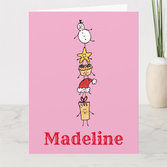 Personalised Cute Christmas Characters Card (Front)