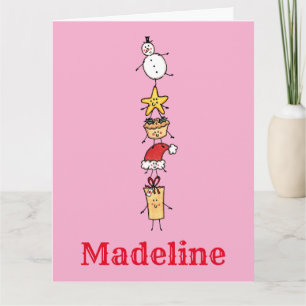Personalised Cute Christmas Characters Card