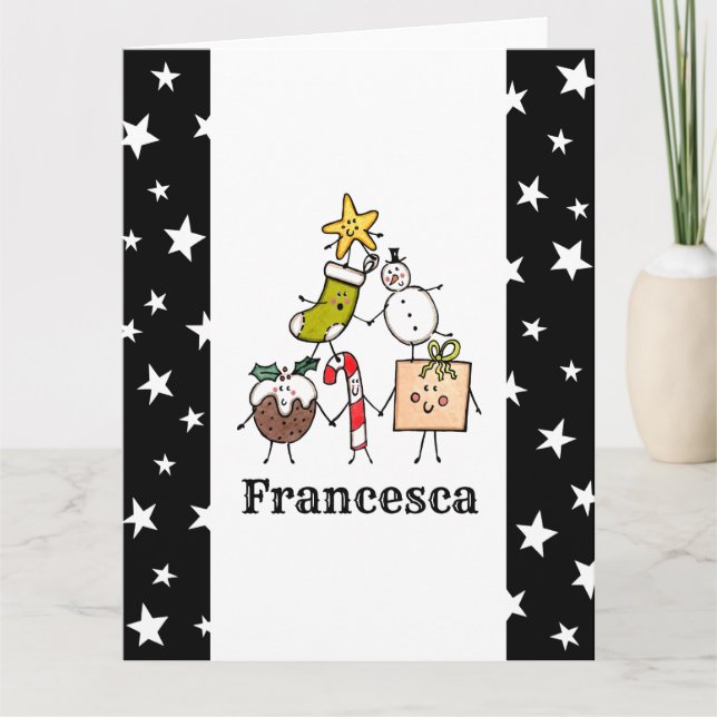 Personalised Cute Christmas Characters Card (Front)