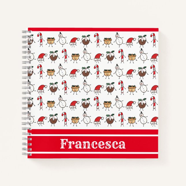 Personalised Cute Christmas Characters Notebook (Front)