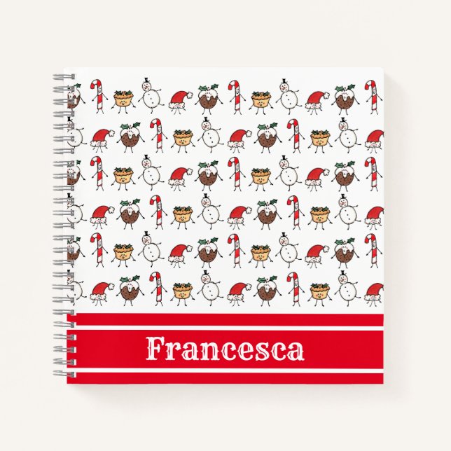 Personalised Cute Christmas Characters Notebook (Front)