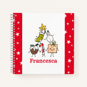 Personalised Cute Christmas Characters Notebook