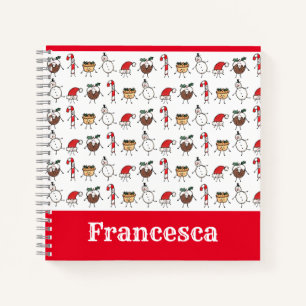 Personalised Cute Christmas Characters Notebook