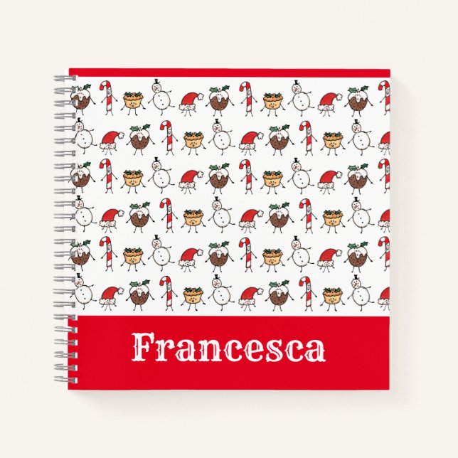 Personalised Cute Christmas Characters Notebook (Front)