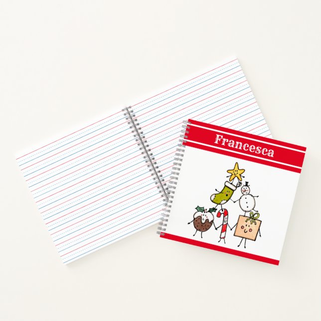 Personalised Cute Christmas Characters Notebook (Inside)