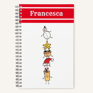 Personalised Cute Christmas Characters Notebook