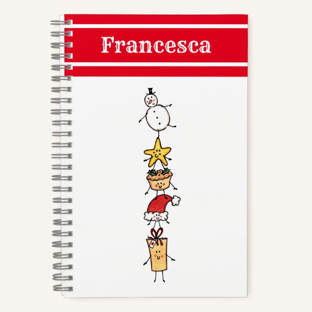 Personalised Cute Christmas Characters Notebook (Front)