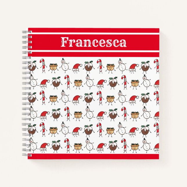 Personalised Cute Christmas Characters Notebook (Front)