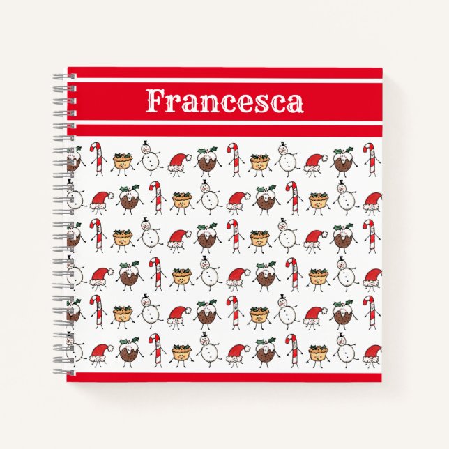 Personalised Cute Christmas Characters Notebook (Front)
