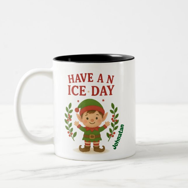  Personalised Cute Christmas Elf Mug  (Left)
