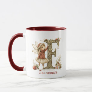 Personalised Cute Christmas Fairy Initial Keepsake Mug