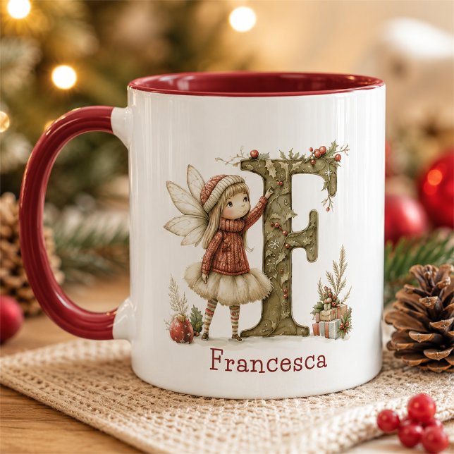 Personalised Cute Christmas Fairy Initial Keepsake Mug (Creator Uploaded)